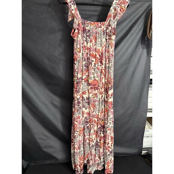 Knox Rose Multi Color Floral Bohemian Flutter Sleeve Midi Dress Flounce M Beachy - Picture 5 of 6
